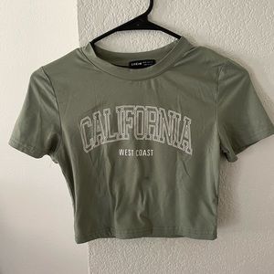 Green Shein California Cropped T shirt size xs